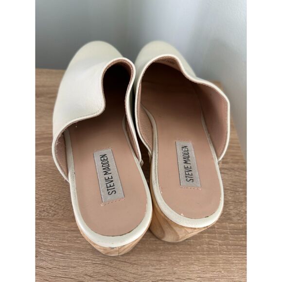 Steve Madden Women's Clog Mule White Leather Low Platform Block Sandal size 10 - Picture 7 of 12